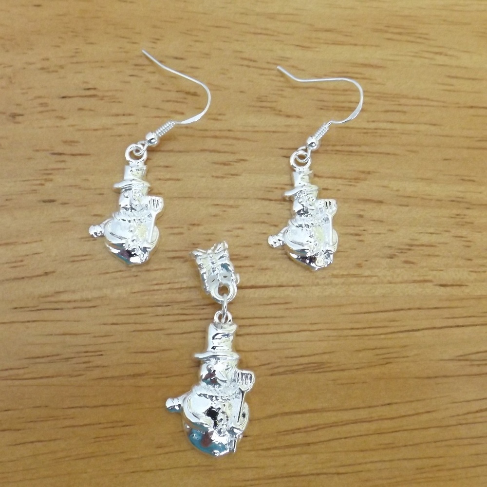 New Silver Plated snowman jewelry set (#1915)